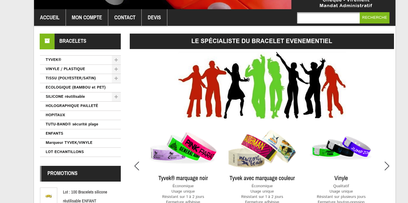Aperçu Bracelets Événementiels